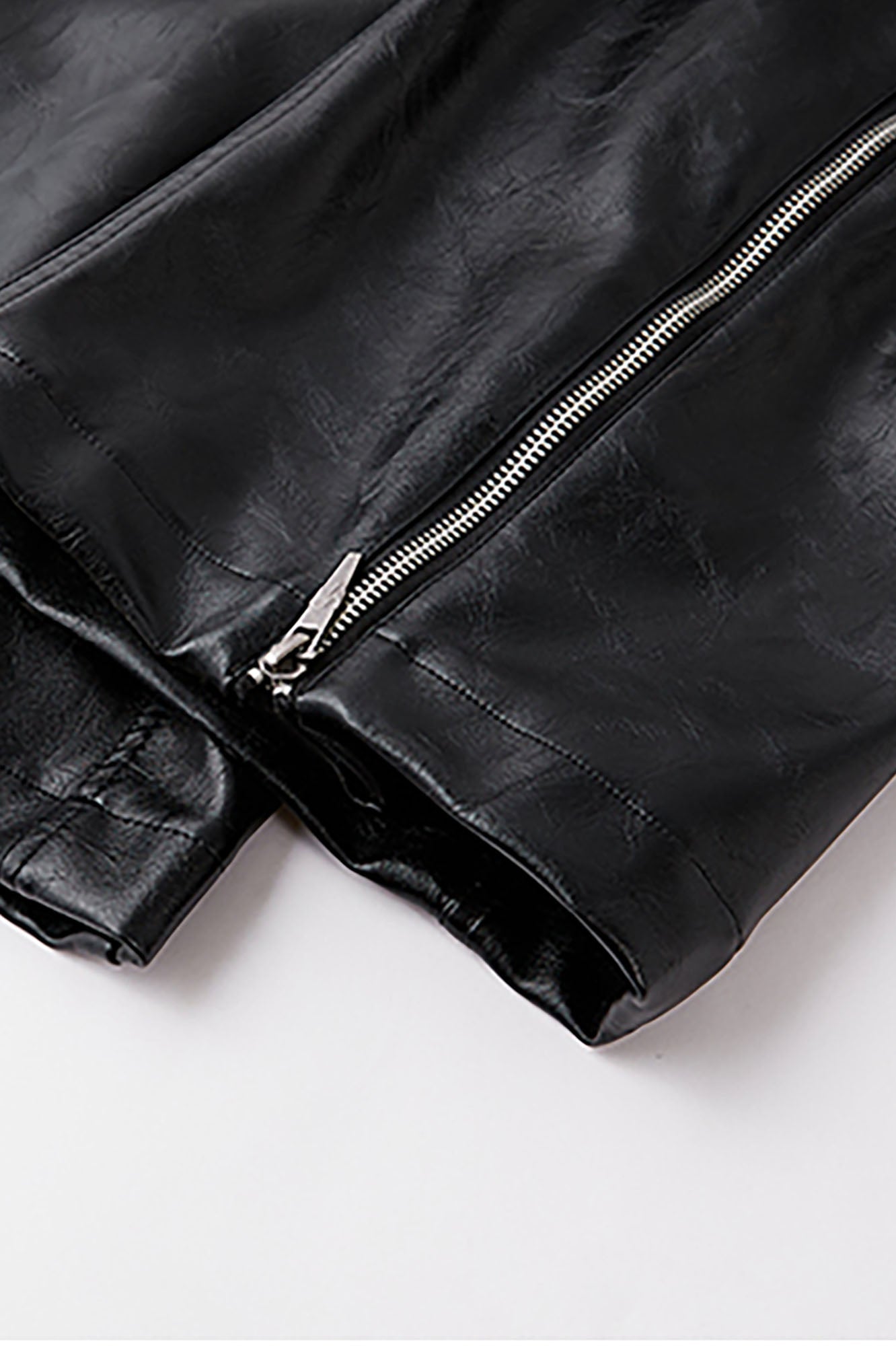 FORFEARTHAT Glossy Panel Zip Hem PU Cargo Pants