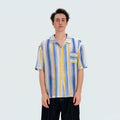 WIID Color-Block Striped Cuban Half Shirt