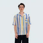 WIID Color-Block Striped Cuban Half Shirt
