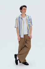 WIID Color-Block Striped Cuban Half Shirt