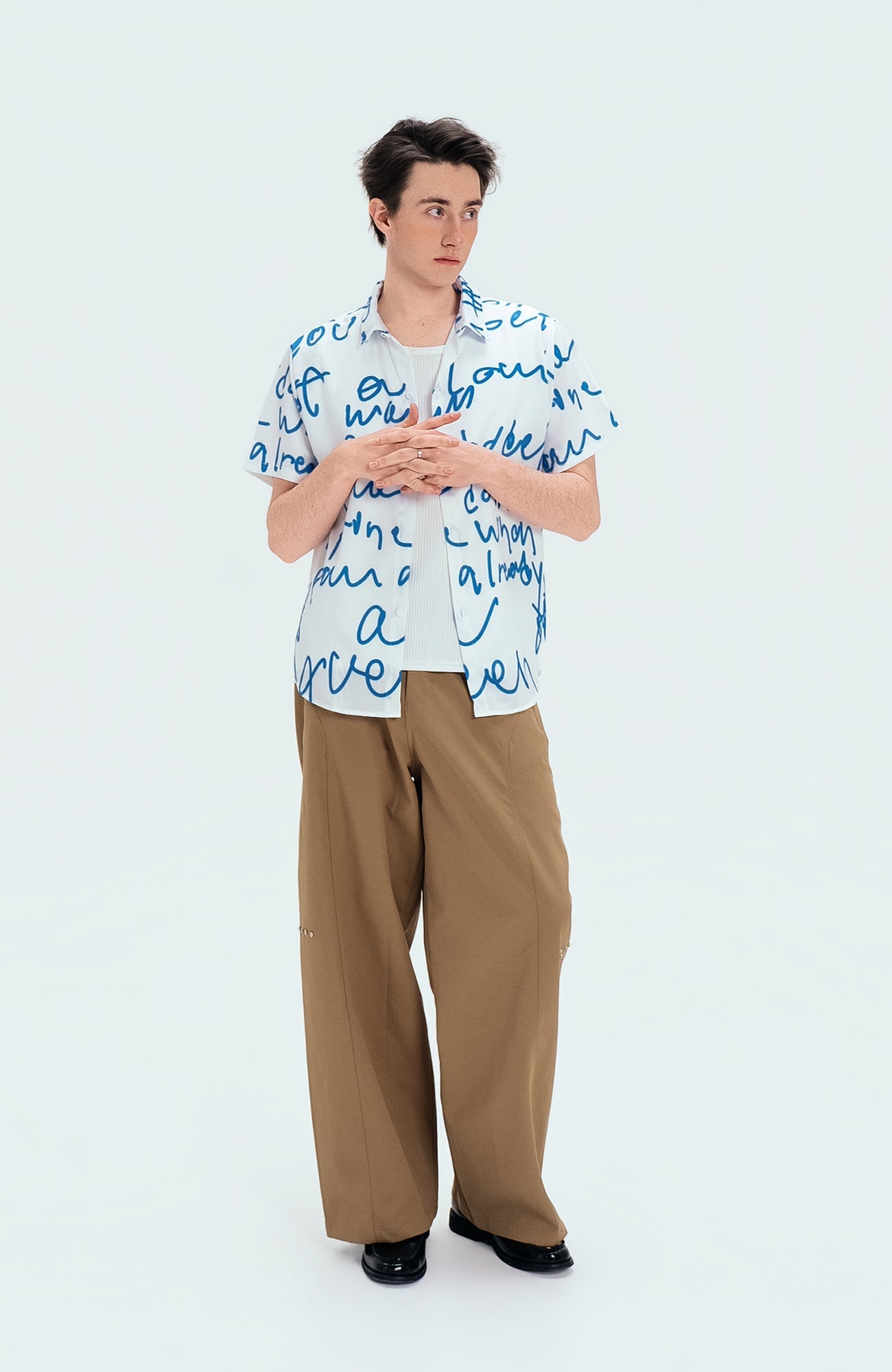WIID All-Over Letter Cuban Half Shirt