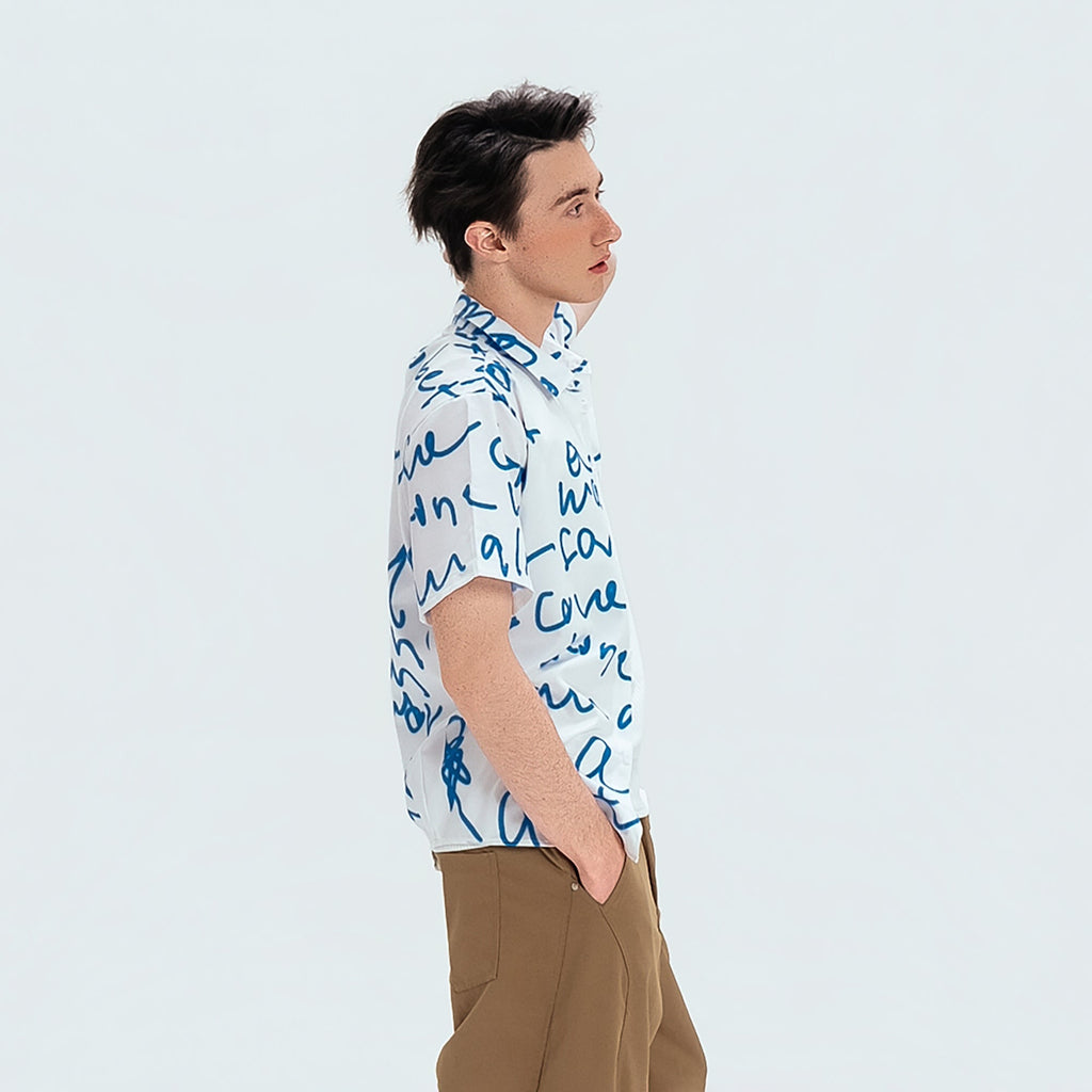 WIID All-Over Letter Cuban Half Shirt