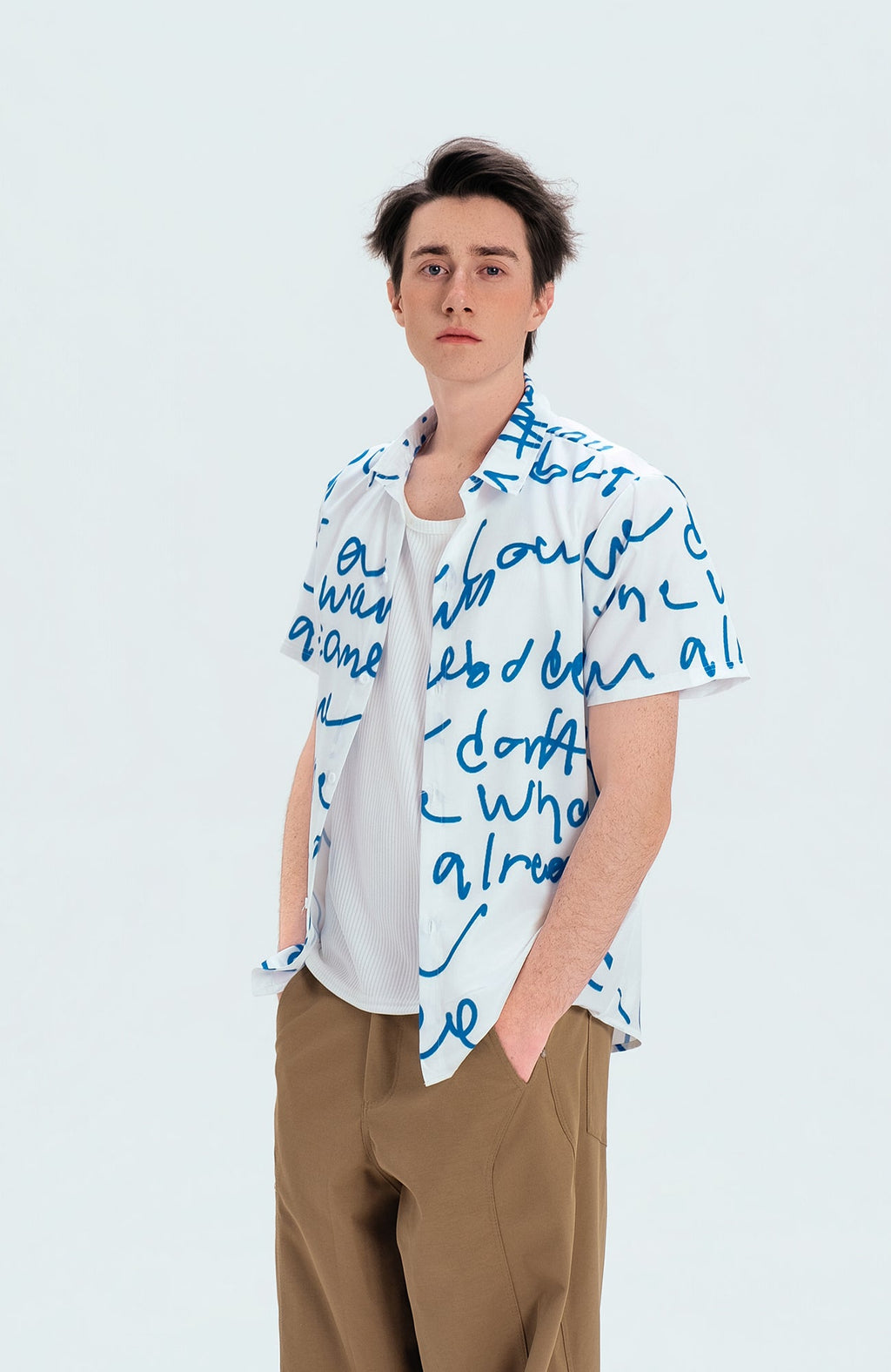 WIID All-Over Letter Cuban Half Shirt