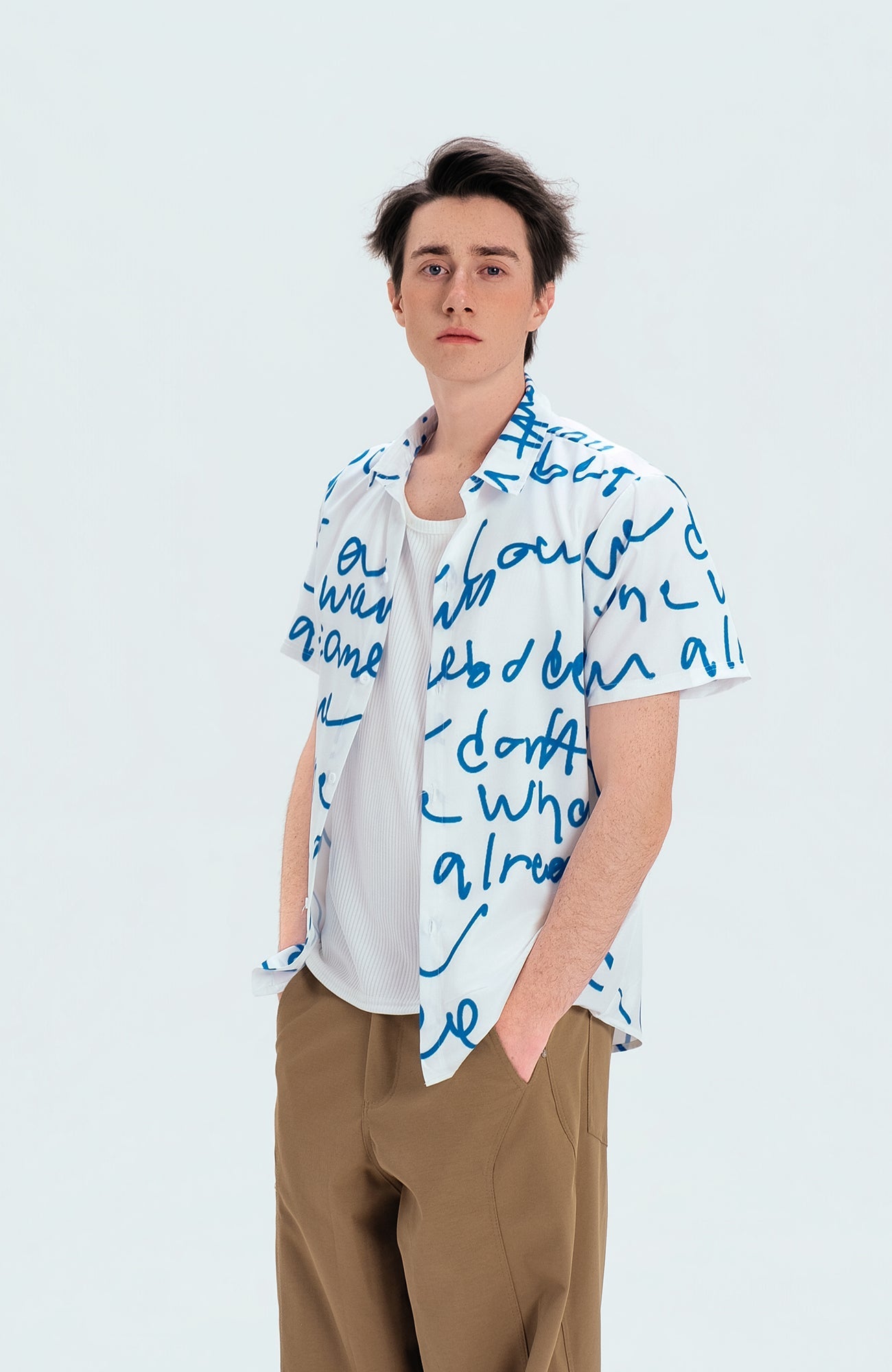 WIID All-Over Letter Cuban Half Shirt