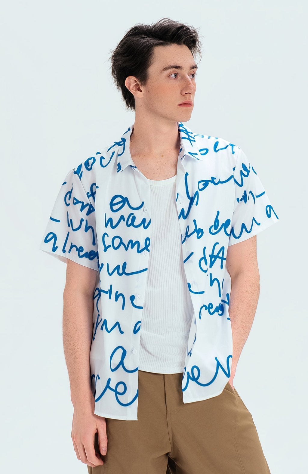 WIID All-Over Letter Cuban Half Shirt