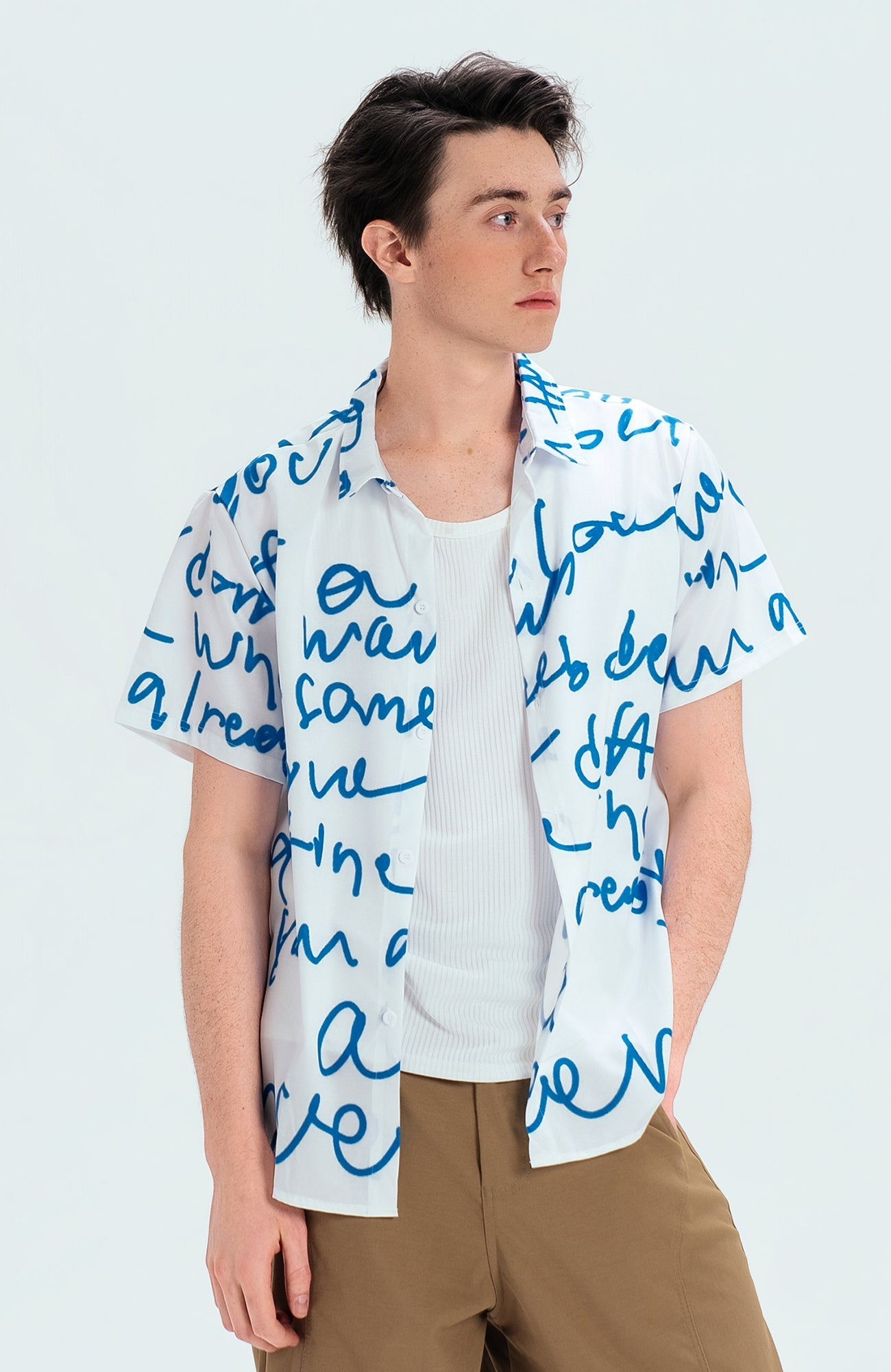 WIID All-Over Letter Cuban Half Shirt