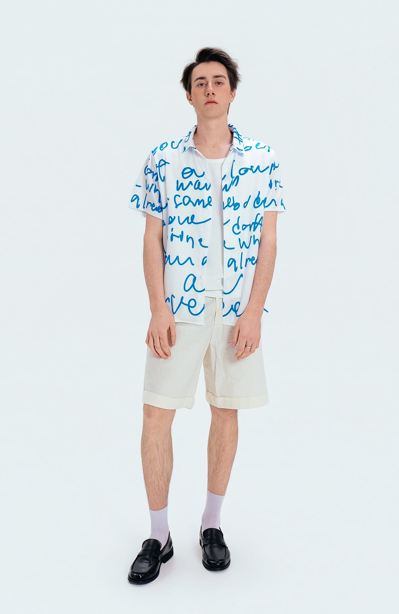 WIID All-Over Letter Cuban Half Shirt