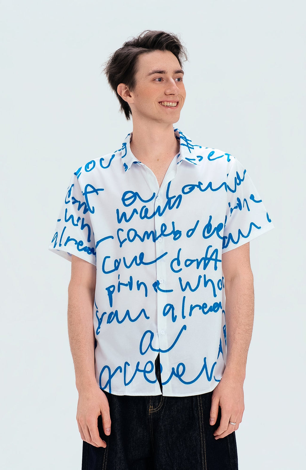 WIID All-Over Letter Cuban Half Shirt