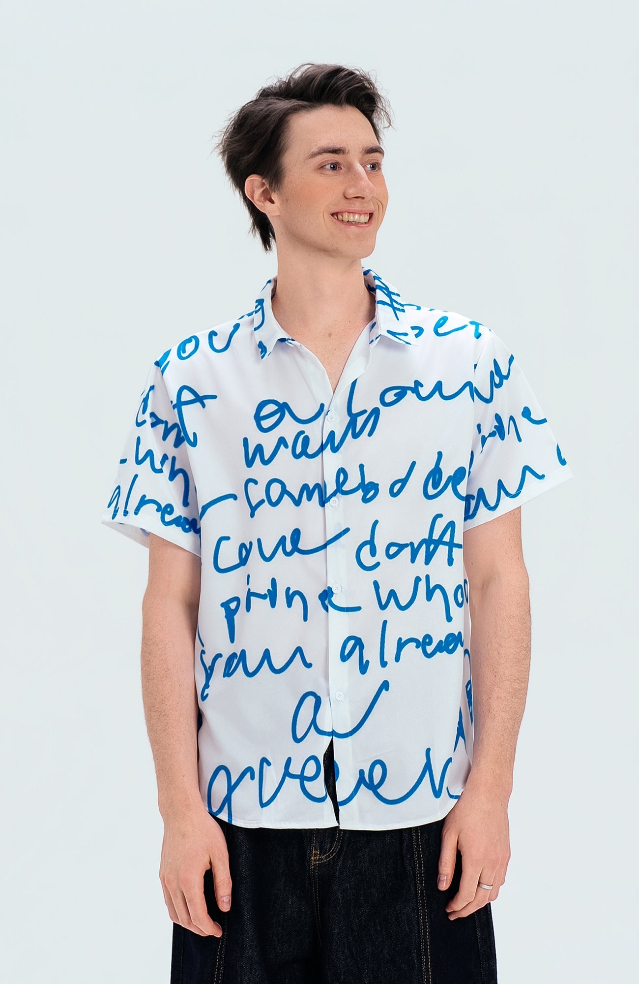 WIID All-Over Letter Cuban Half Shirt