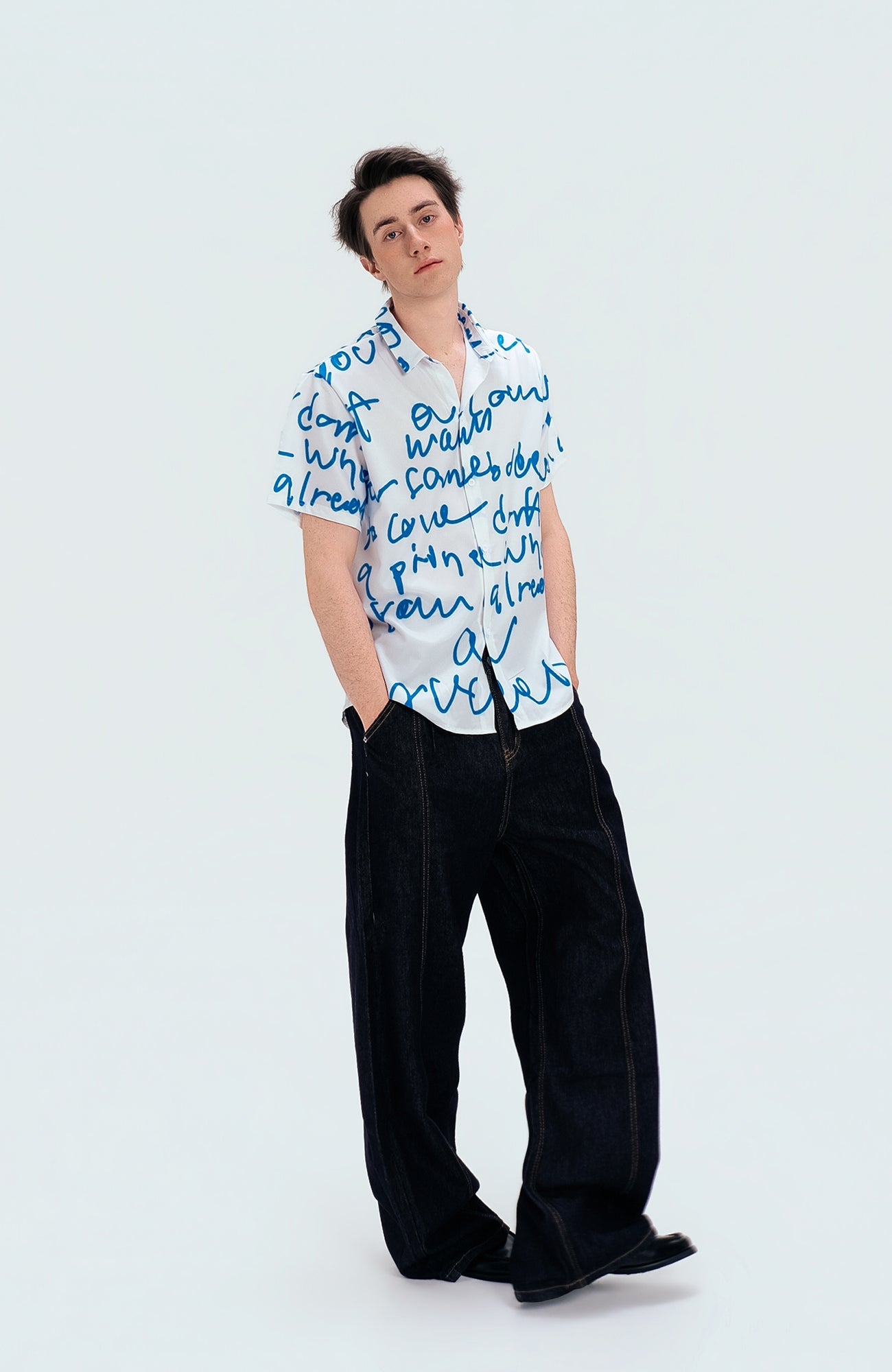 WIID All-Over Letter Cuban Half Shirt