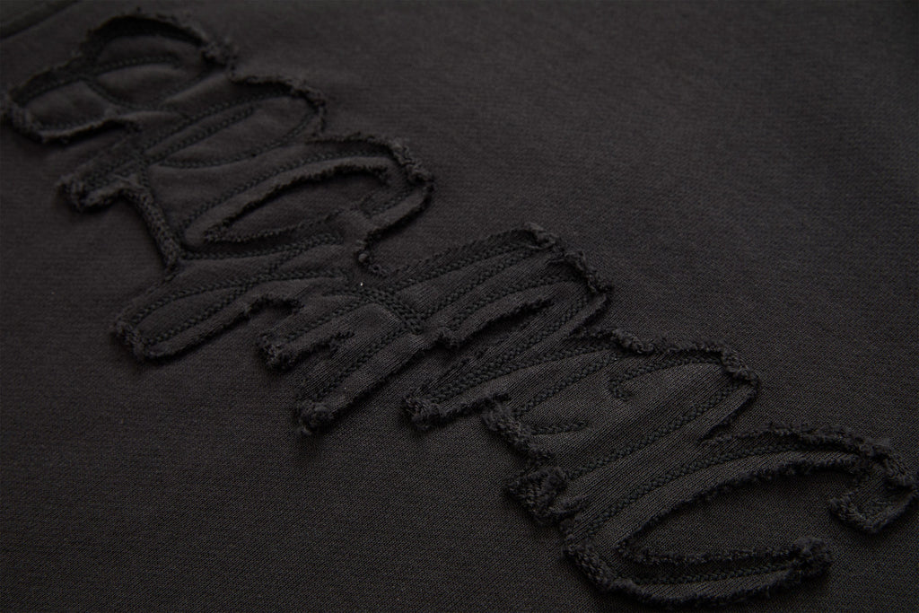 ORGANIC EMOTION Asymmetrical Hem LOGO Embroidered Hoodie