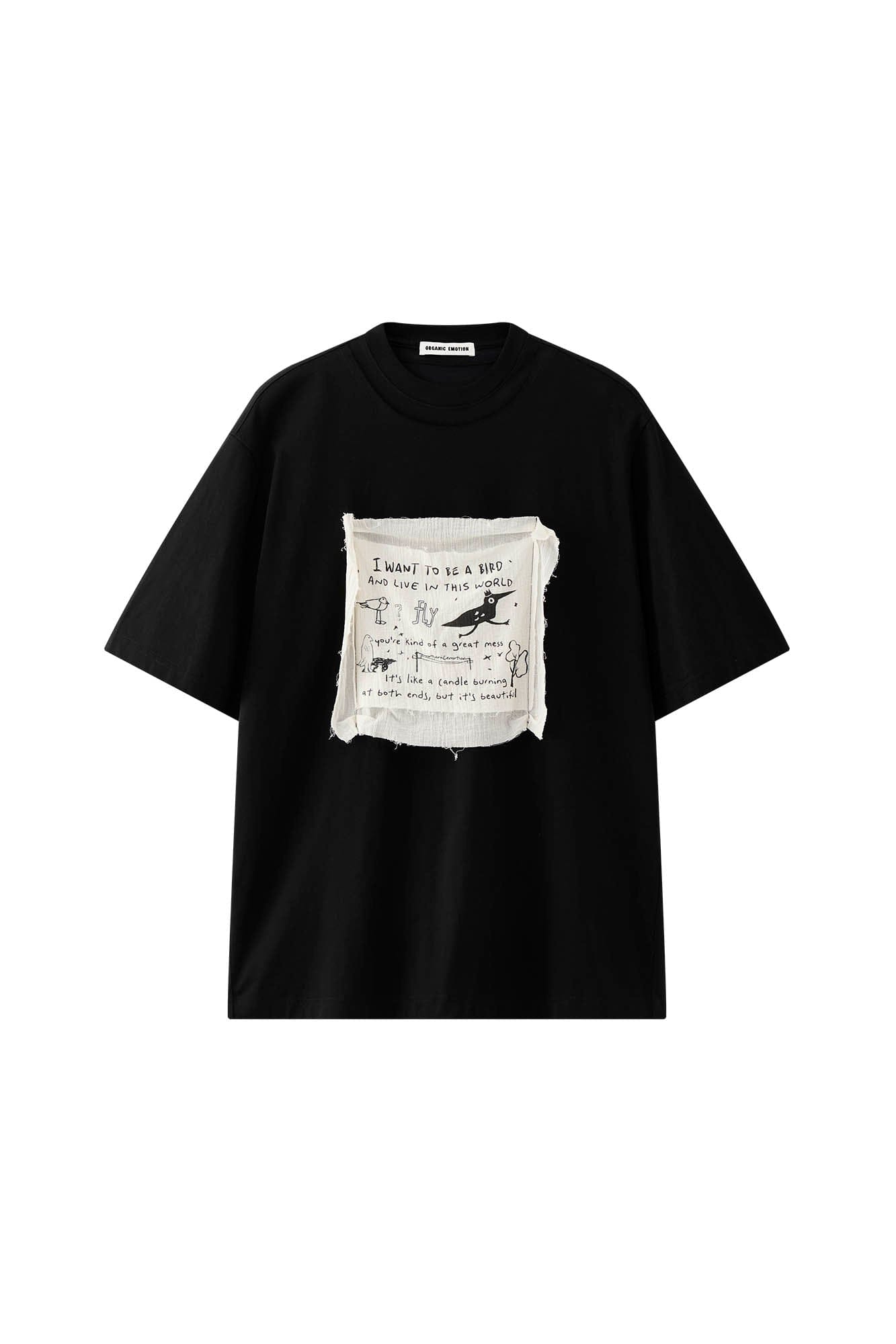ORGANIC EMOTION Script Patchwork Sorona T-Shirt