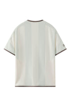 ORGANIC EMOTION Never Work Slogan Stripes Spliced Jersey