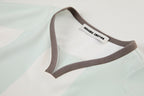 ORGANIC EMOTION Never Work Slogan Stripes Spliced Jersey