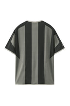 ORGANIC EMOTION Never Work Slogan Stripes Spliced Jersey
