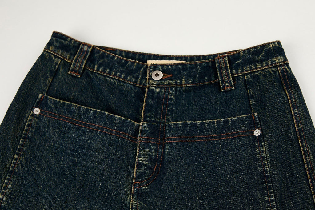 ORGANIC EMOTION Big-Pocket Paneled Wide-Leg Jeans
