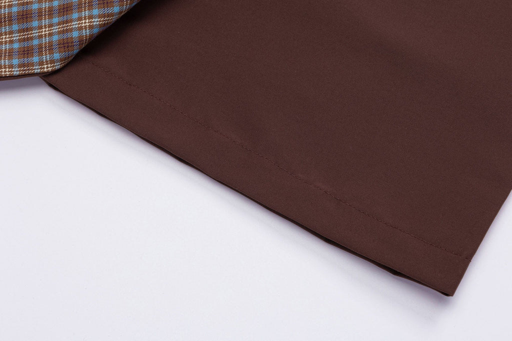 OVDY Retro Spliced Plaid Polo T-Shirt