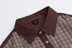 OVDY Retro Spliced Plaid Polo T-Shirt