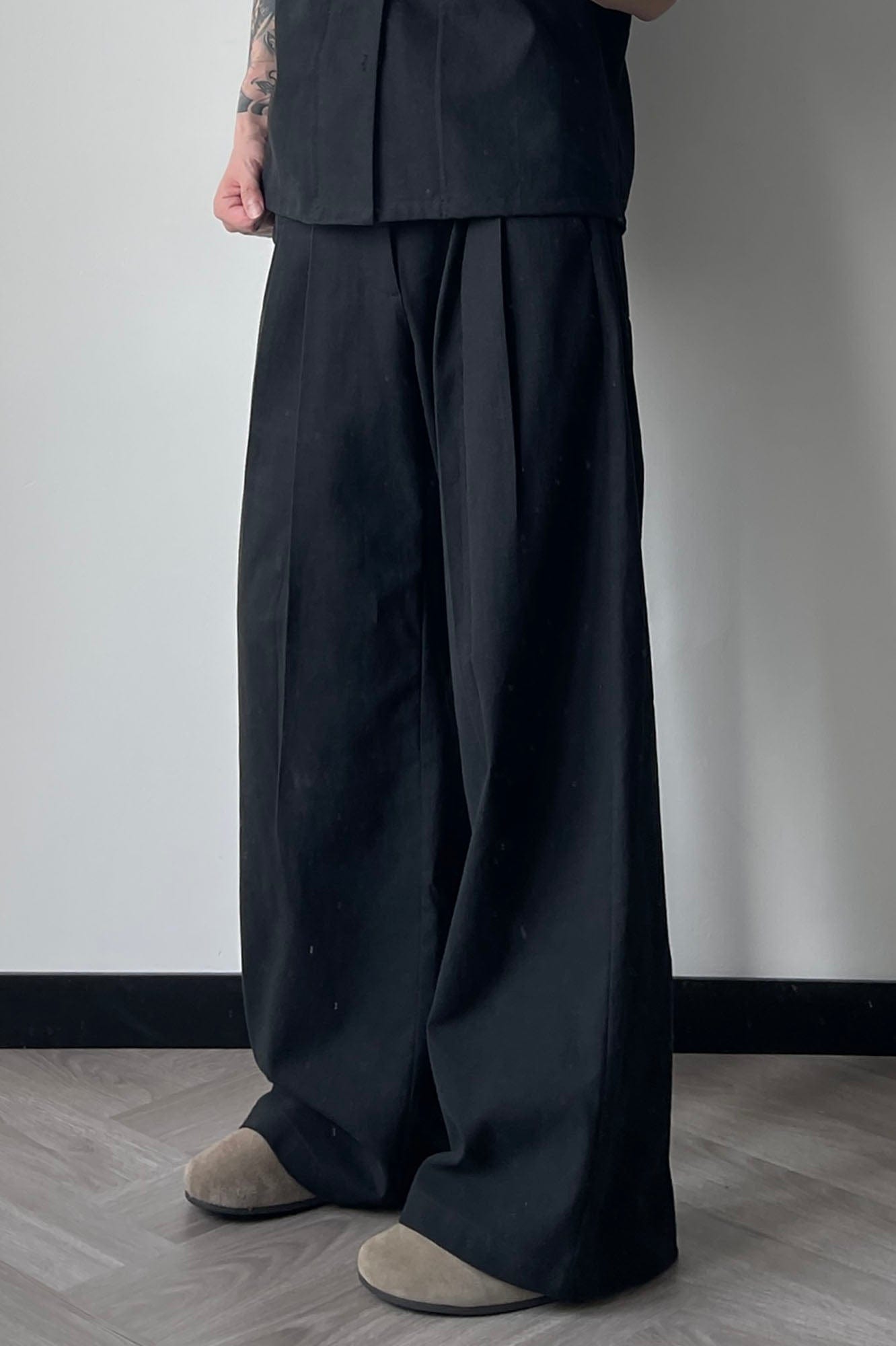 OKAYTHXBYE Pleated Linen-Blend Wide-Leg Trousers