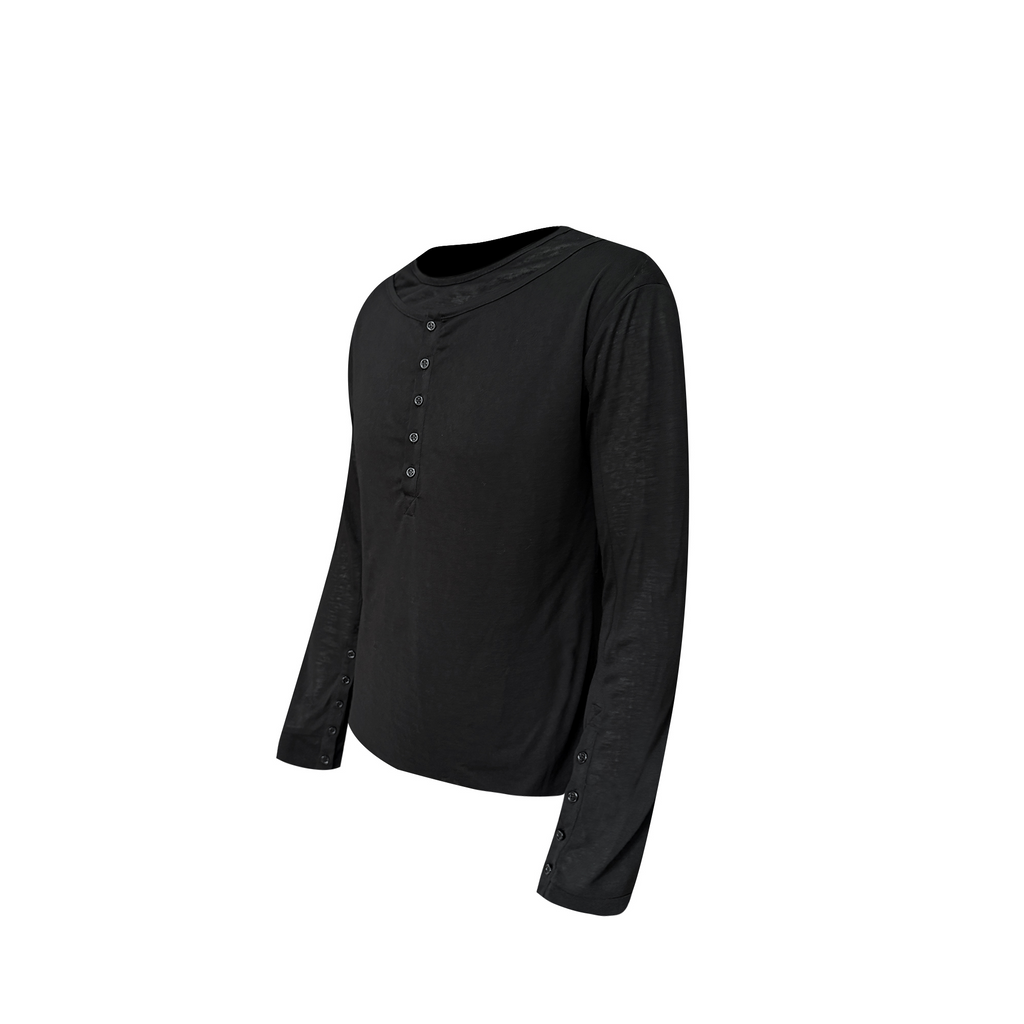 TH4SWE Layered Diamond Spine Graphic Henley Long-Sleeve Tee
