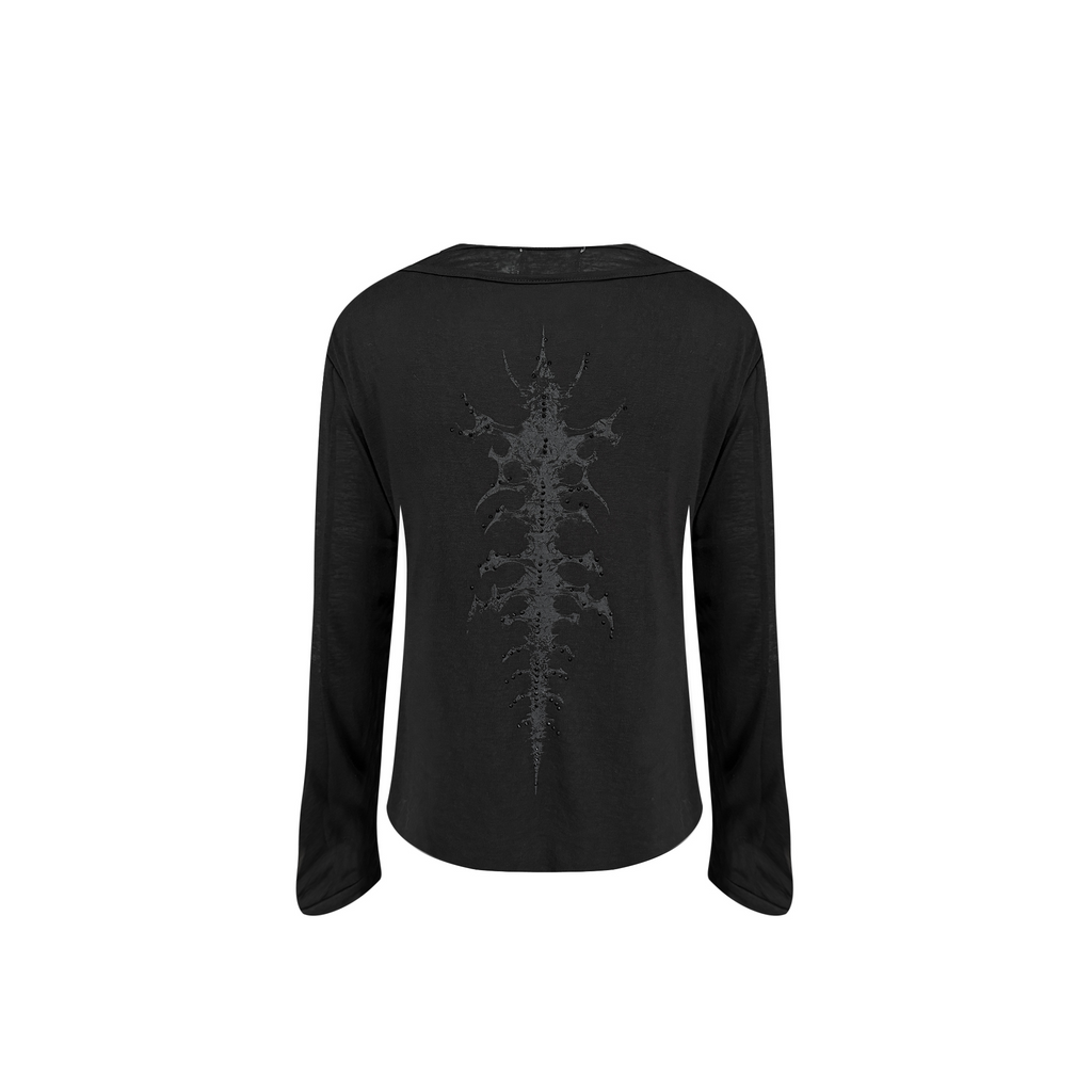 TH4SWE Layered Diamond Spine Graphic Henley Long-Sleeve Tee