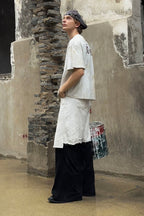 LUUUCAM Brushstroke Distressed Graphic Boxy T-Shirt