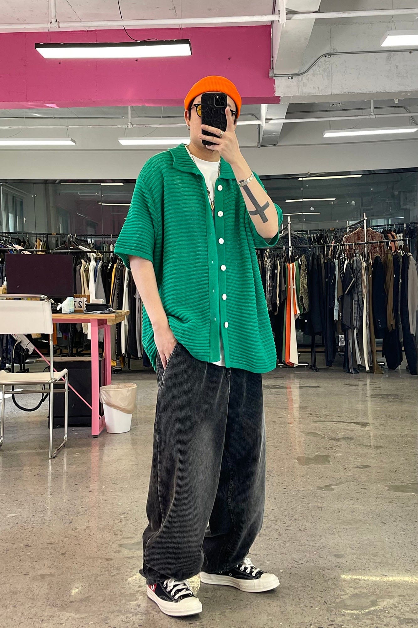 ME DA IGUAL Essential Striped Mesh Button-Up Half Shirt