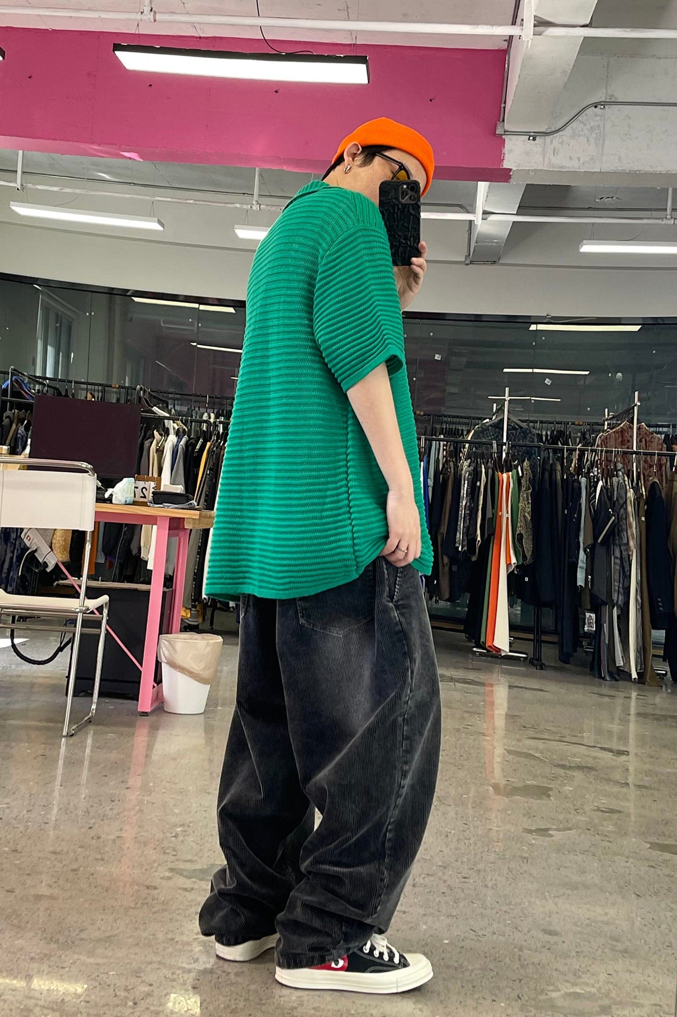 ME DA IGUAL Essential Striped Mesh Button-Up Half Shirt