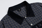 OVDY Raw-Edge Patchwork Graphic Plaid Half Shirt