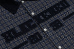 OVDY Raw-Edge Patchwork Graphic Plaid Half Shirt