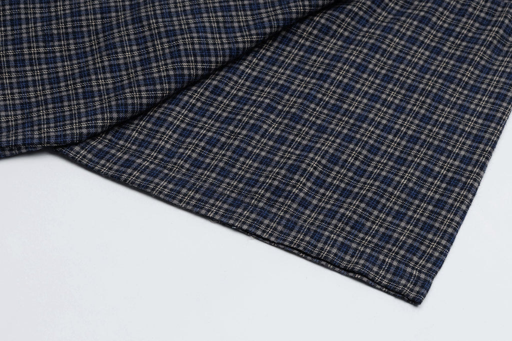 OVDY Raw-Edge Patchwork Graphic Plaid Half Shirt