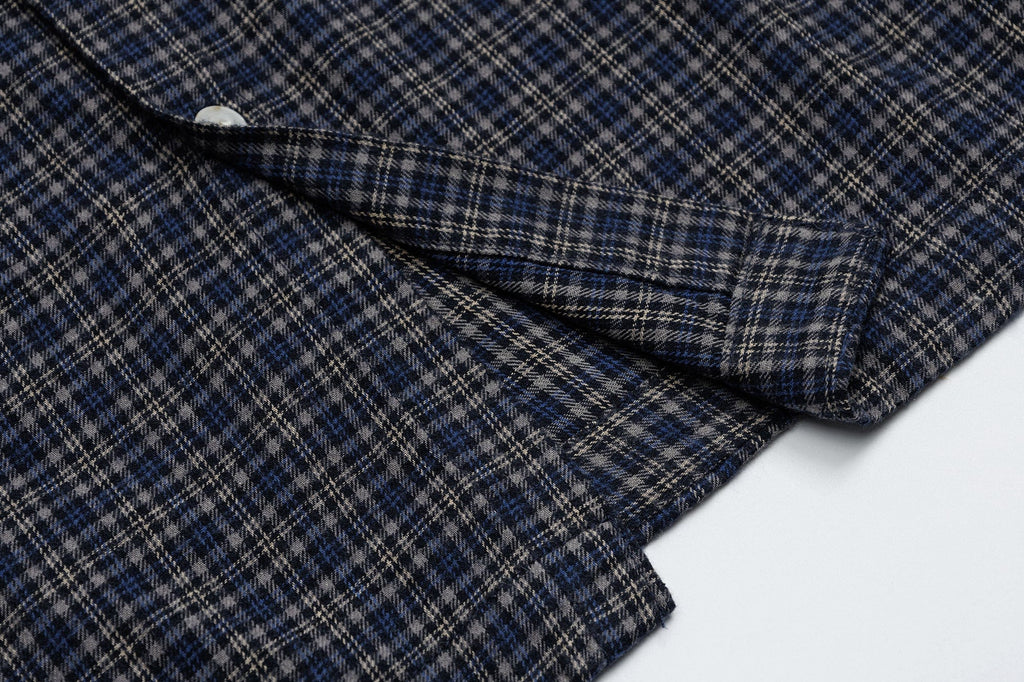 OVDY Raw-Edge Patchwork Graphic Plaid Half Shirt