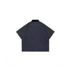 OVDY Raw-Edge Patchwork Graphic Plaid Half Shirt