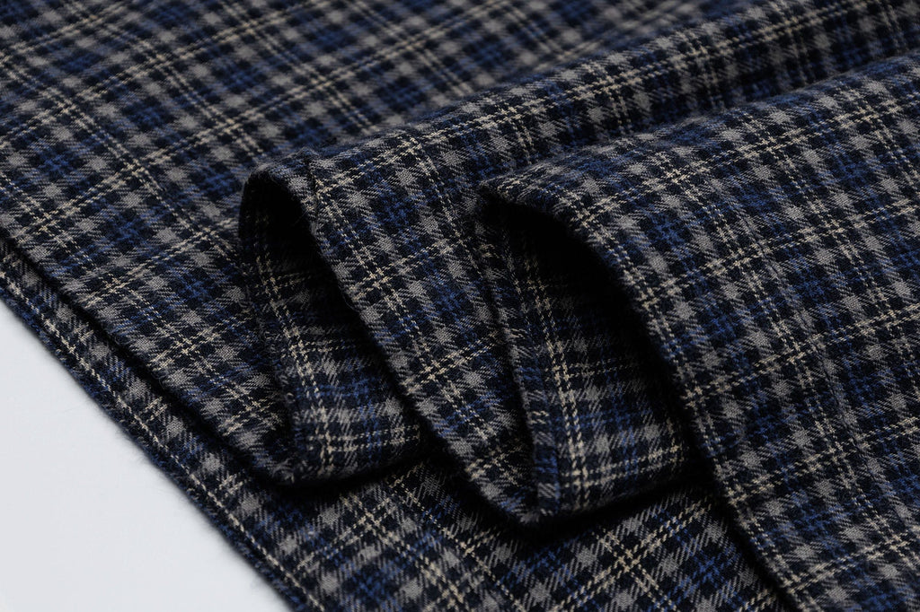 OVDY Raw-Edge Patchwork Graphic Plaid Half Shirt