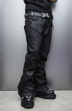 SSIN7 Wing Pocket Waxed Flared Jeans