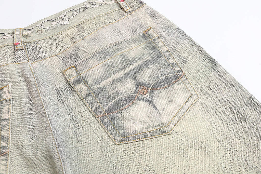 DND4DES×Faychui Distressed Gem&Lace Jeans