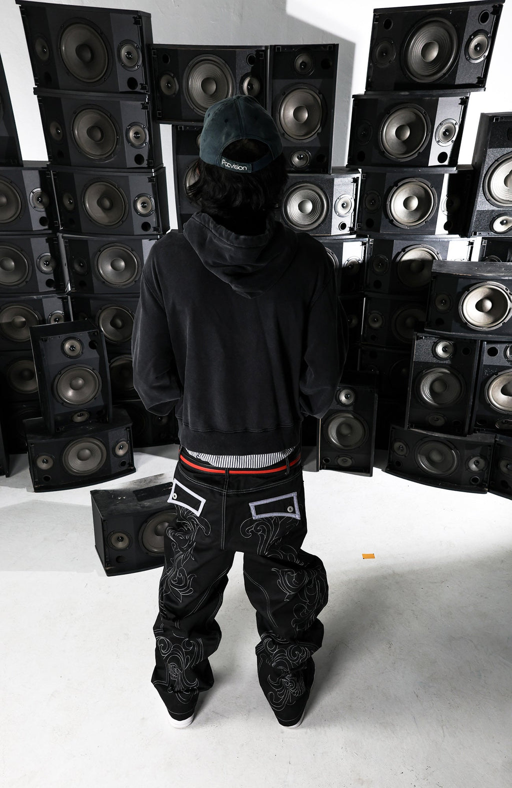 PCCVISION Skull Contrast-Stitch Embroidered Pants