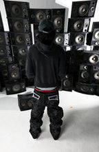 PCCVISION Skull Contrast-Stitch Embroidered Pants