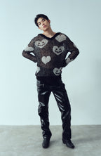 KADAKADA Smiling Heart Jacquard Knit Hoodie