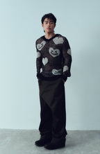 KADAKADA Smiling Heart Jacquard Knit Hoodie