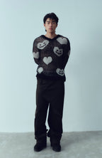 KADAKADA Smiling Heart Jacquard Knit Hoodie