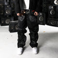 PCCVISION Skull Contrast-Stitch Embroidered Pants