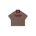 OVDY Raw-Edge Patchwork Graphic Plaid Half Shirt