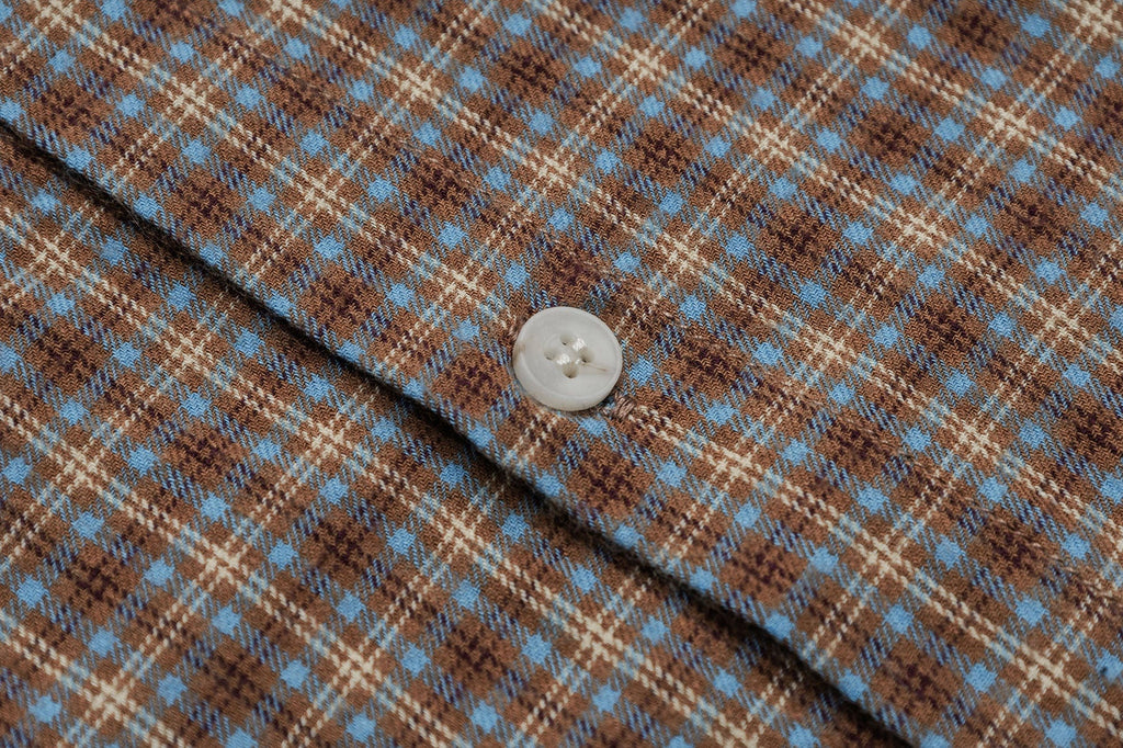 OVDY Raw-Edge Patchwork Graphic Plaid Half Shirt
