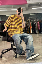 ME DA IGUAL Distressed Ripped Whisker Washed Jeans