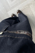 OKAYTHXBYE Floral Paneled Waist Raw Jeans
