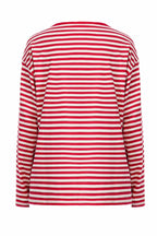 OIPWORD Snack Patchwork Striped Long-Sleeve Tee