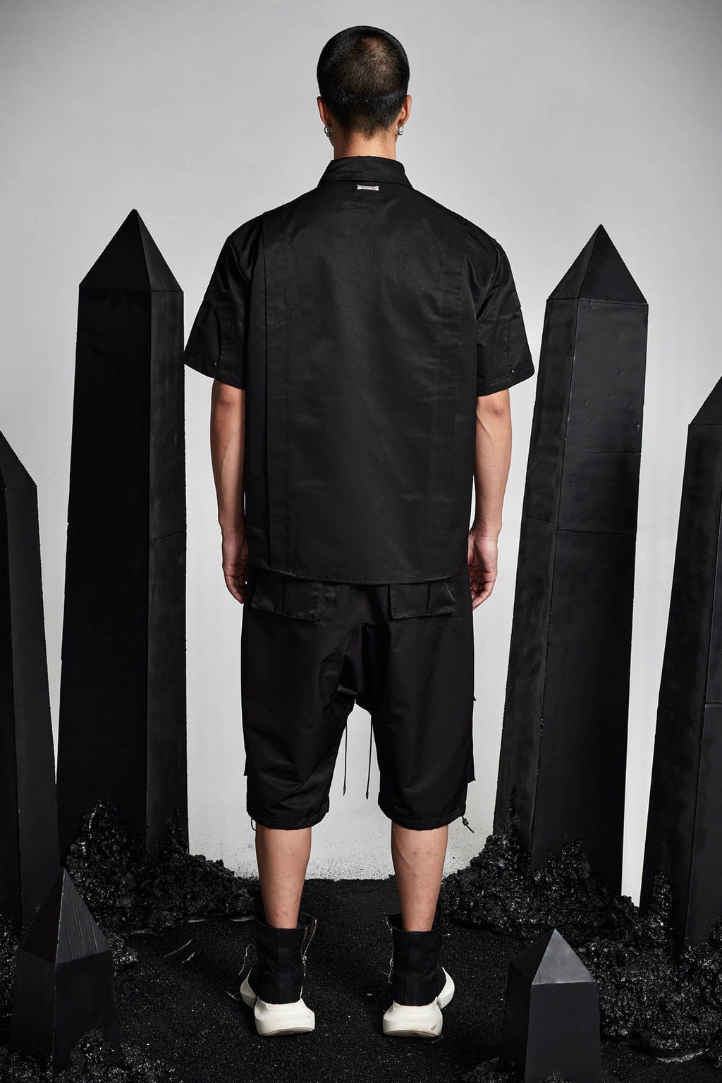 SSIN7 Multi-Pocket Satin Drawstring Shorts