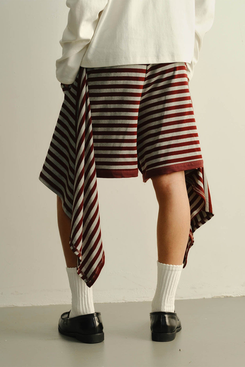 KADAKADA Sweater-Reworked Striped Knit Shorts