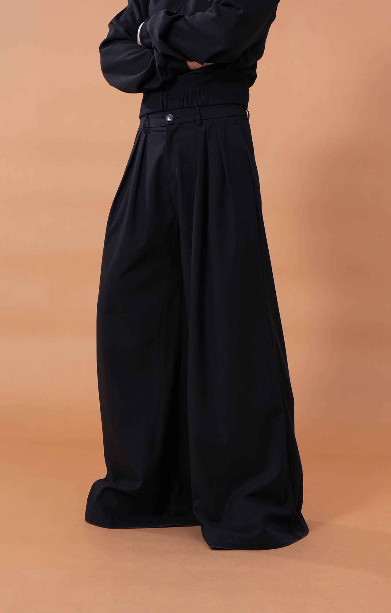 CLP Pleated Draped Wide-Leg Trousers